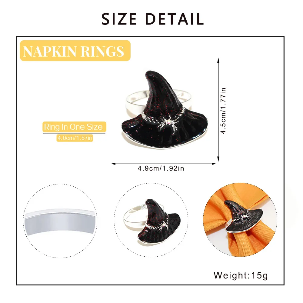 Hot Sale Hot Sale Napkin Ring Wizard's Hat Napkin Ring Halloween Party Napkin Ring Black Witch Props Factory Wholesale display picture 13