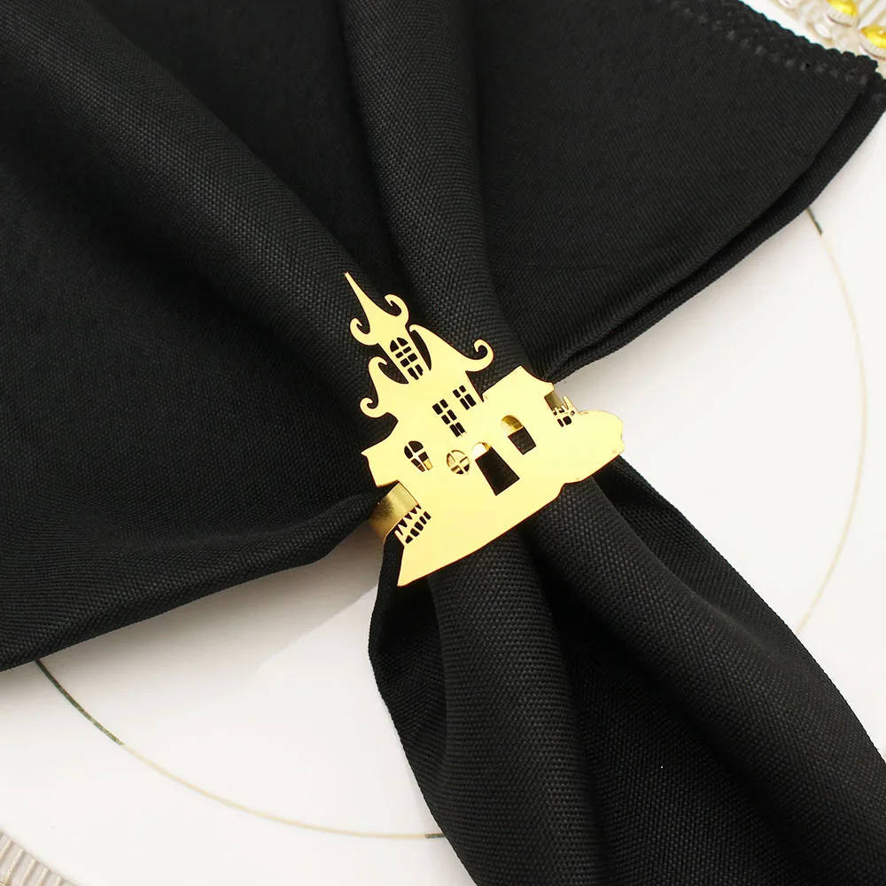 In Stock New Product Napkin Ring House Of Horrors Napkin Ring Creative Simple Black Castle Napkin Ring Halloween Wholesale display picture 14
