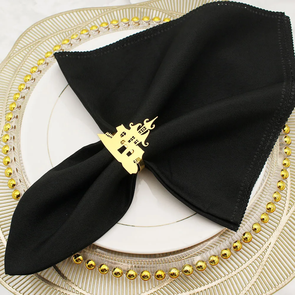 In Stock New Product Napkin Ring House Of Horrors Napkin Ring Creative Simple Black Castle Napkin Ring Halloween Wholesale display picture 15