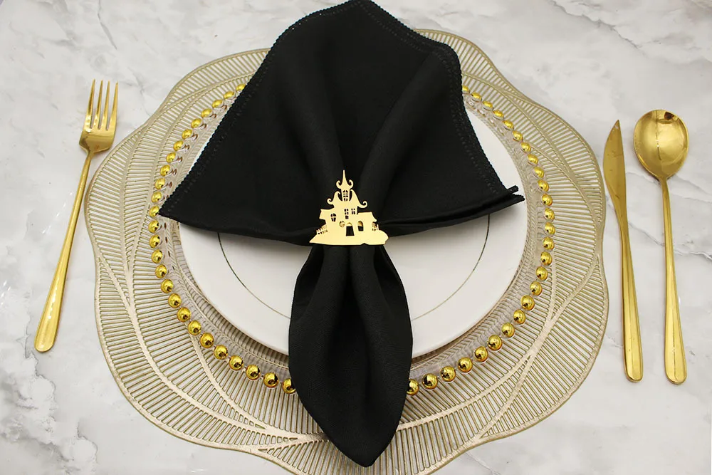 In Stock New Product Napkin Ring House Of Horrors Napkin Ring Creative Simple Black Castle Napkin Ring Halloween Wholesale display picture 16