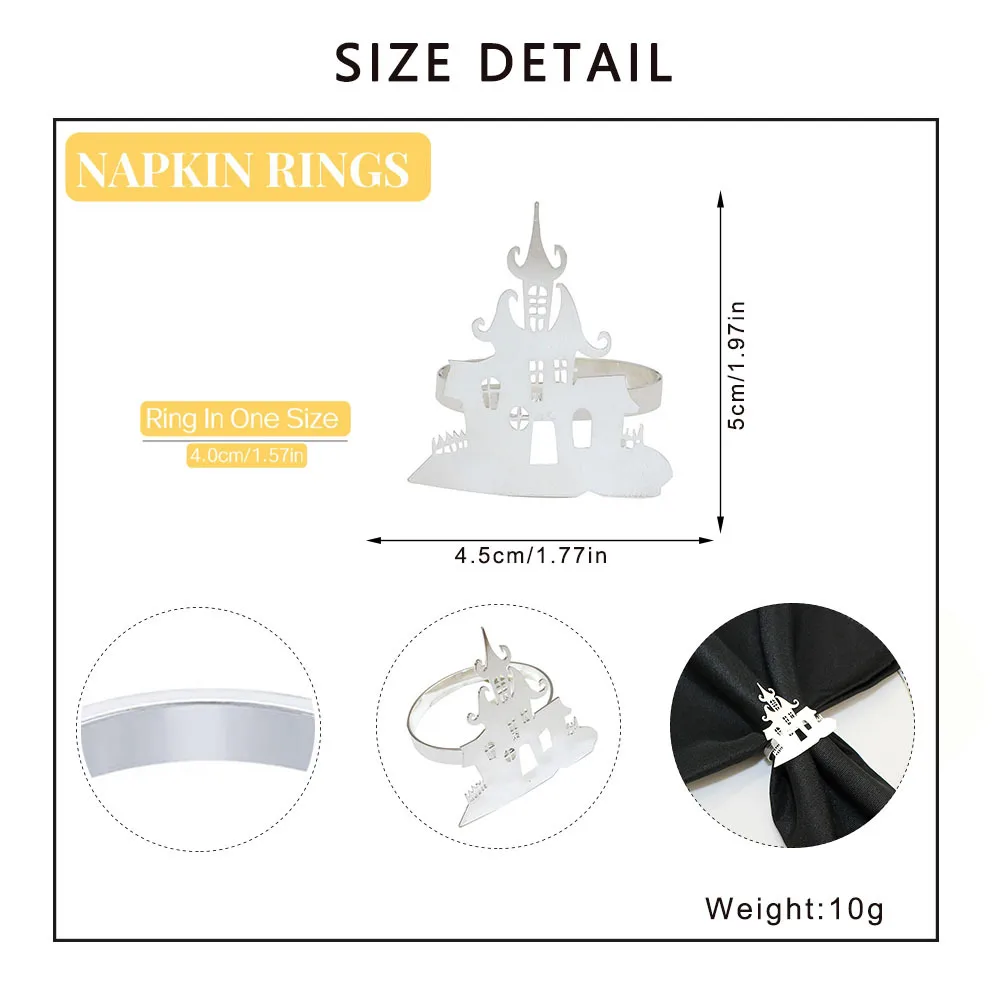 In Stock New Product Napkin Ring House Of Horrors Napkin Ring Creative Simple Black Castle Napkin Ring Halloween Wholesale display picture 19