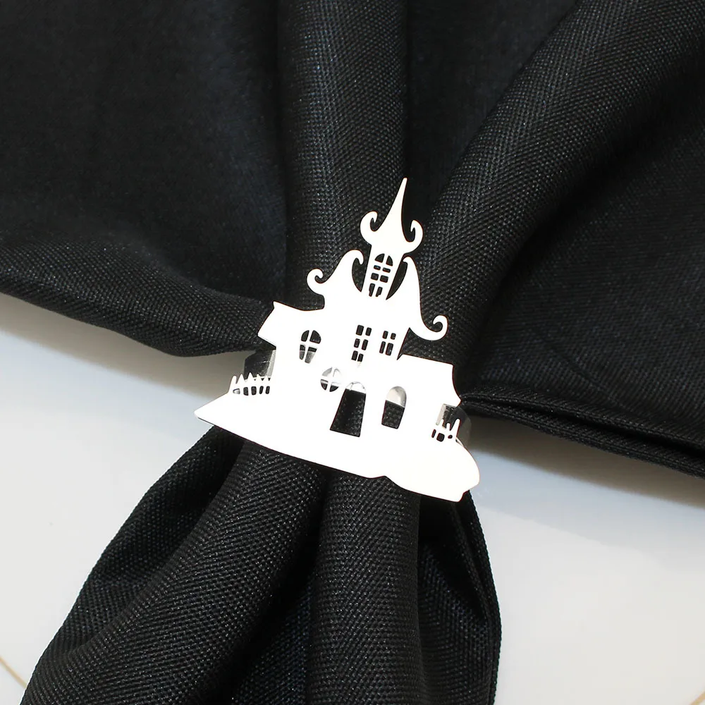 In Stock New Product Napkin Ring House Of Horrors Napkin Ring Creative Simple Black Castle Napkin Ring Halloween Wholesale display picture 20