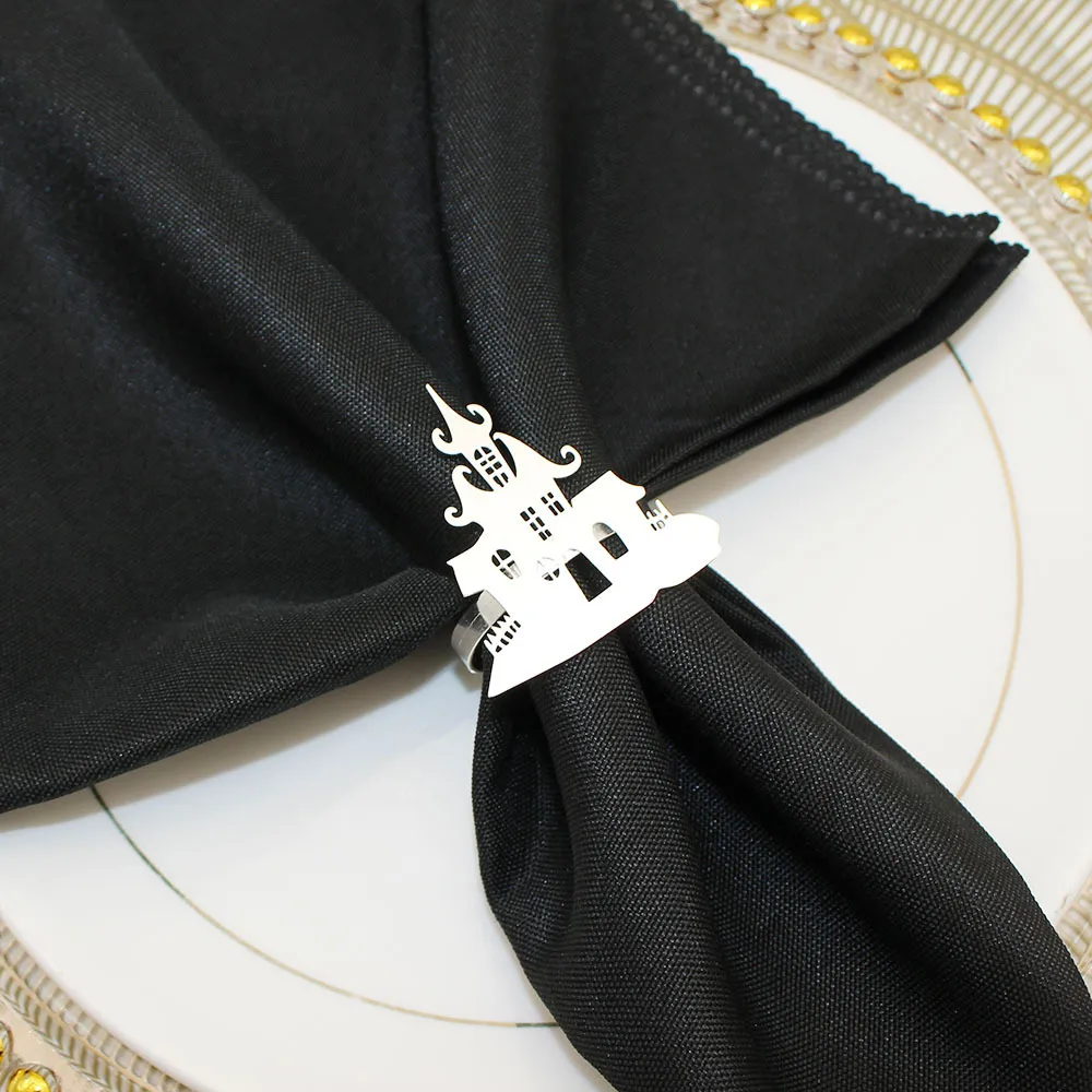 In Stock New Product Napkin Ring House Of Horrors Napkin Ring Creative Simple Black Castle Napkin Ring Halloween Wholesale display picture 22