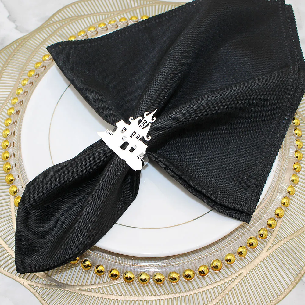 In Stock New Product Napkin Ring House Of Horrors Napkin Ring Creative Simple Black Castle Napkin Ring Halloween Wholesale display picture 23
