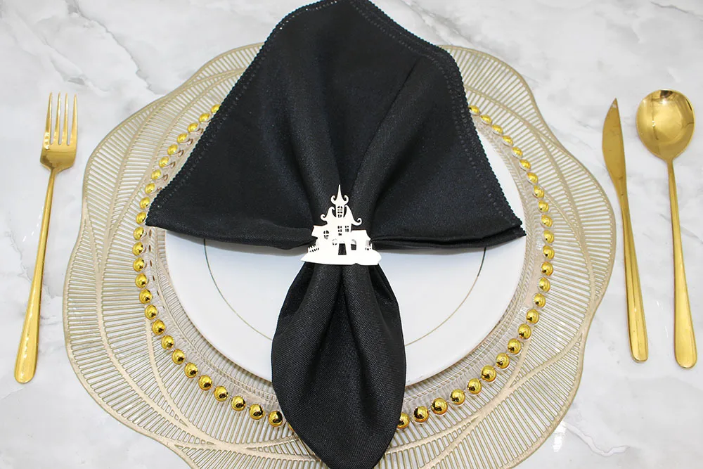 In Stock New Product Napkin Ring House Of Horrors Napkin Ring Creative Simple Black Castle Napkin Ring Halloween Wholesale display picture 24