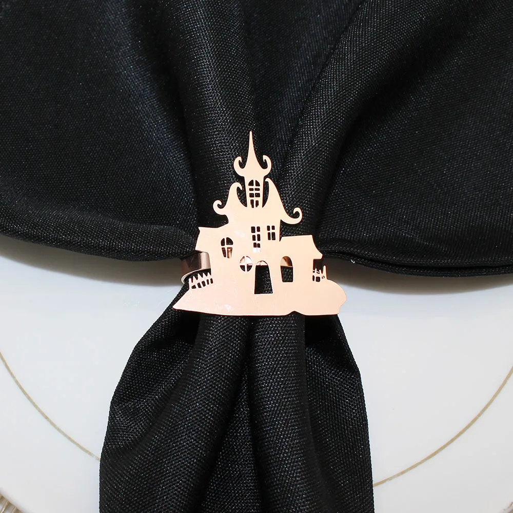 In Stock New Product Napkin Ring House Of Horrors Napkin Ring Creative Simple Black Castle Napkin Ring Halloween Wholesale display picture 29