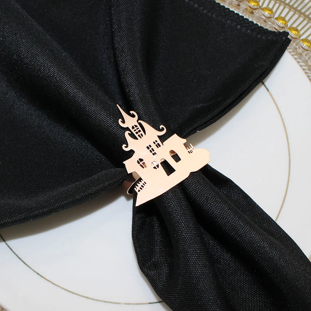 In Stock New Product Napkin Ring House Of Horrors Napkin Ring Creative Simple Black Castle Napkin Ring Halloween Wholesale display picture 30