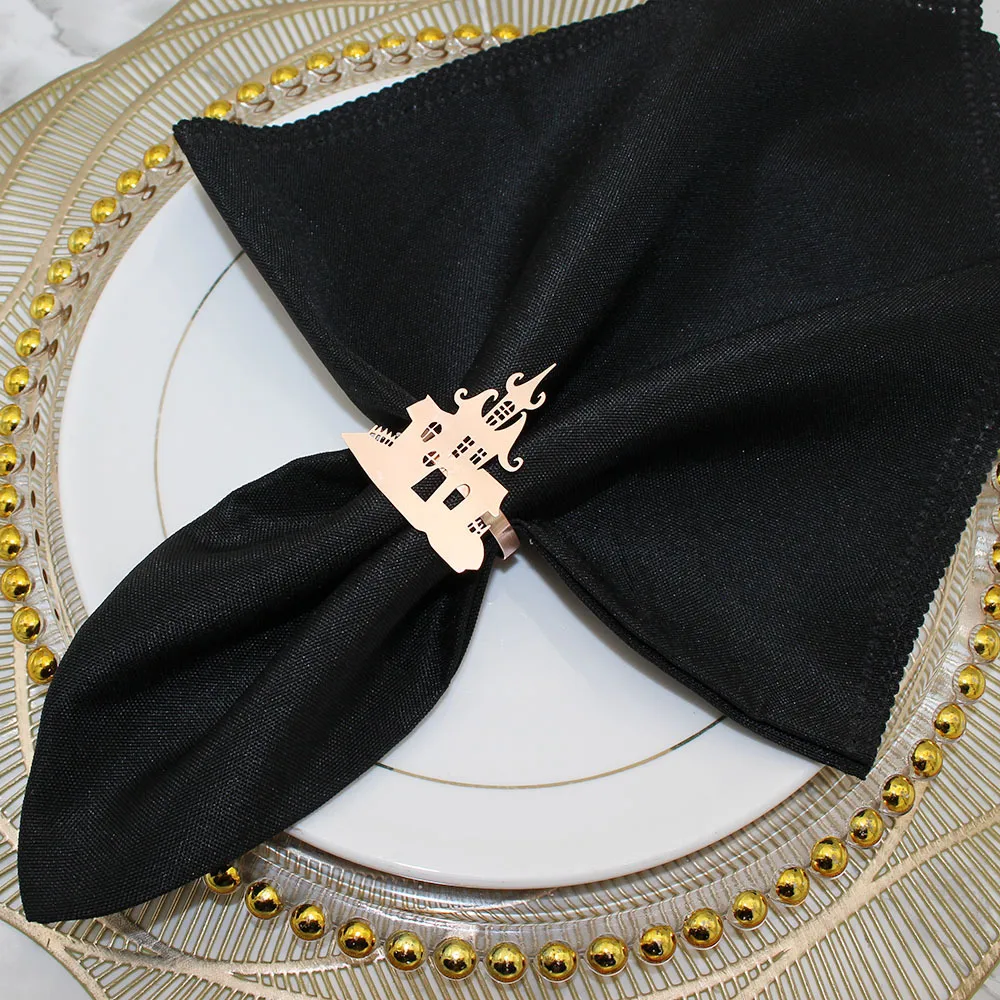 In Stock New Product Napkin Ring House Of Horrors Napkin Ring Creative Simple Black Castle Napkin Ring Halloween Wholesale display picture 31