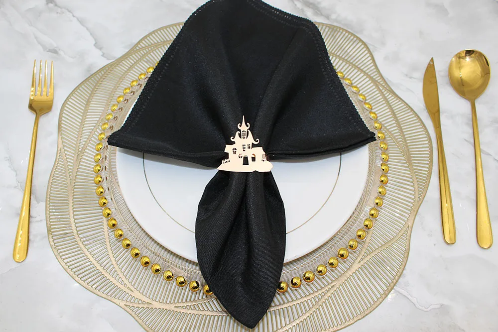 In Stock New Product Napkin Ring House Of Horrors Napkin Ring Creative Simple Black Castle Napkin Ring Halloween Wholesale display picture 32