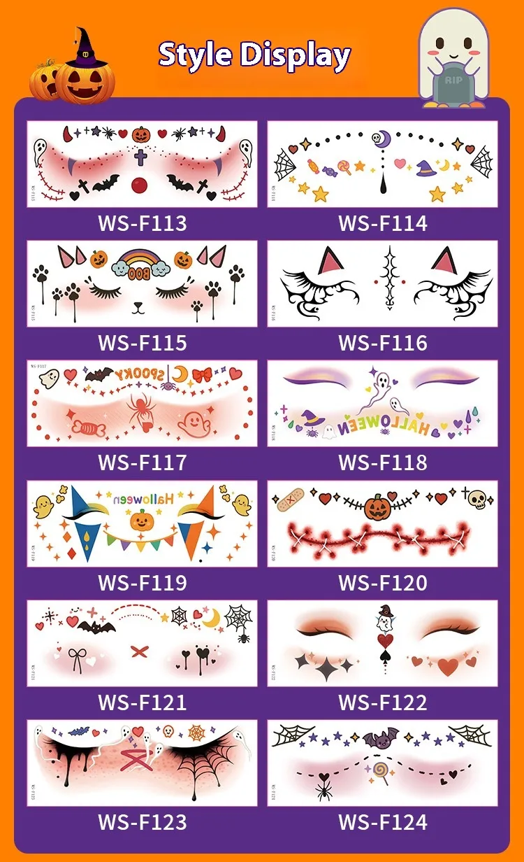 New Arrival Halloween Makeup Face Pasters Cute Ghost Makeup Tattoo Sticker Shooting Props Stickers Waterproof And Sweat-Proof display picture 1