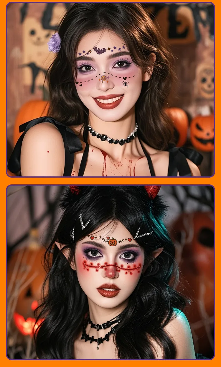 New Arrival Halloween Makeup Face Pasters Cute Ghost Makeup Tattoo Sticker Shooting Props Stickers Waterproof And Sweat-Proof display picture 2