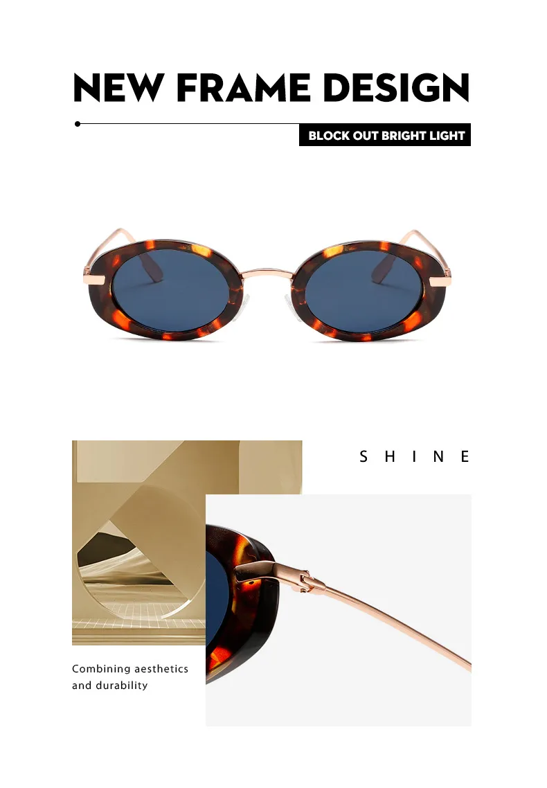 Internet Celebrity Same Style Retro Fashionable Oval Small Frame Fashion Sunglasses Street Shoot Concave Style Summer Sunscreen Sunglasses display picture 2