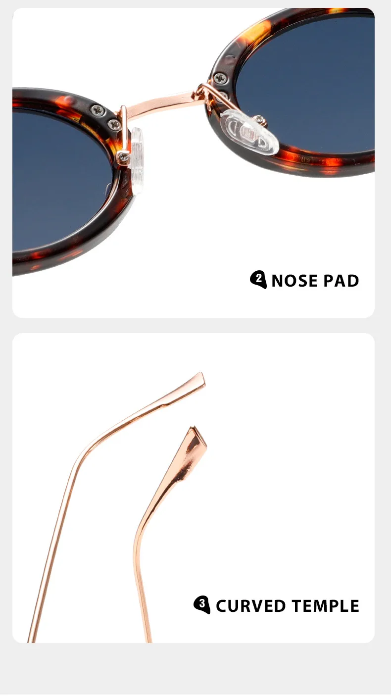 Internet Celebrity Same Style Retro Fashionable Oval Small Frame Fashion Sunglasses Street Shoot Concave Style Summer Sunscreen Sunglasses display picture 5