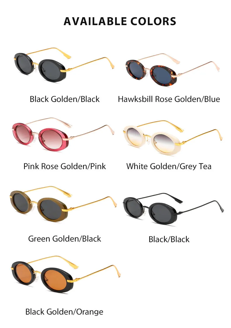 Internet Celebrity Same Style Retro Fashionable Oval Small Frame Fashion Sunglasses Street Shoot Concave Style Summer Sunscreen Sunglasses display picture 7