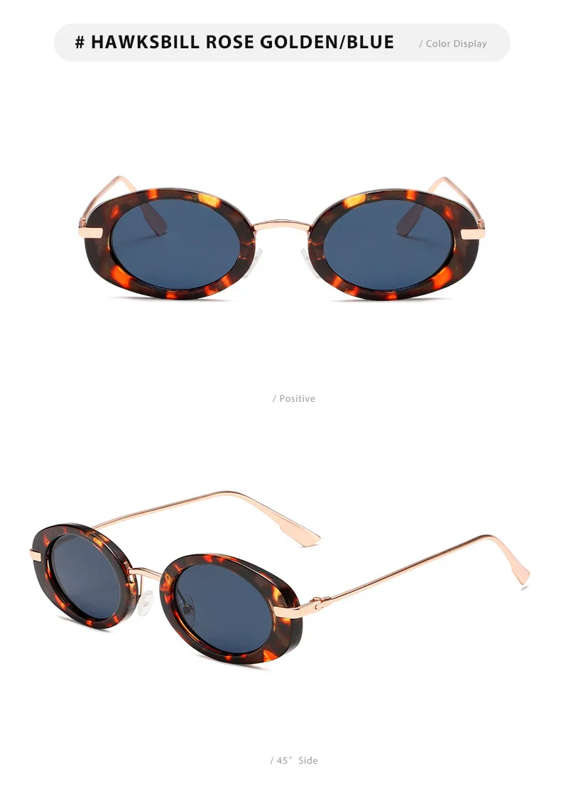 Internet Celebrity Same Style Retro Fashionable Oval Small Frame Fashion Sunglasses Street Shoot Concave Style Summer Sunscreen Sunglasses display picture 9