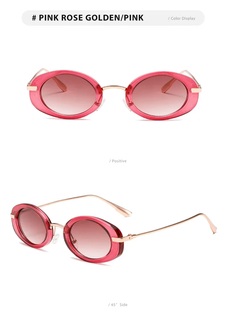 Internet Celebrity Same Style Retro Fashionable Oval Small Frame Fashion Sunglasses Street Shoot Concave Style Summer Sunscreen Sunglasses display picture 10
