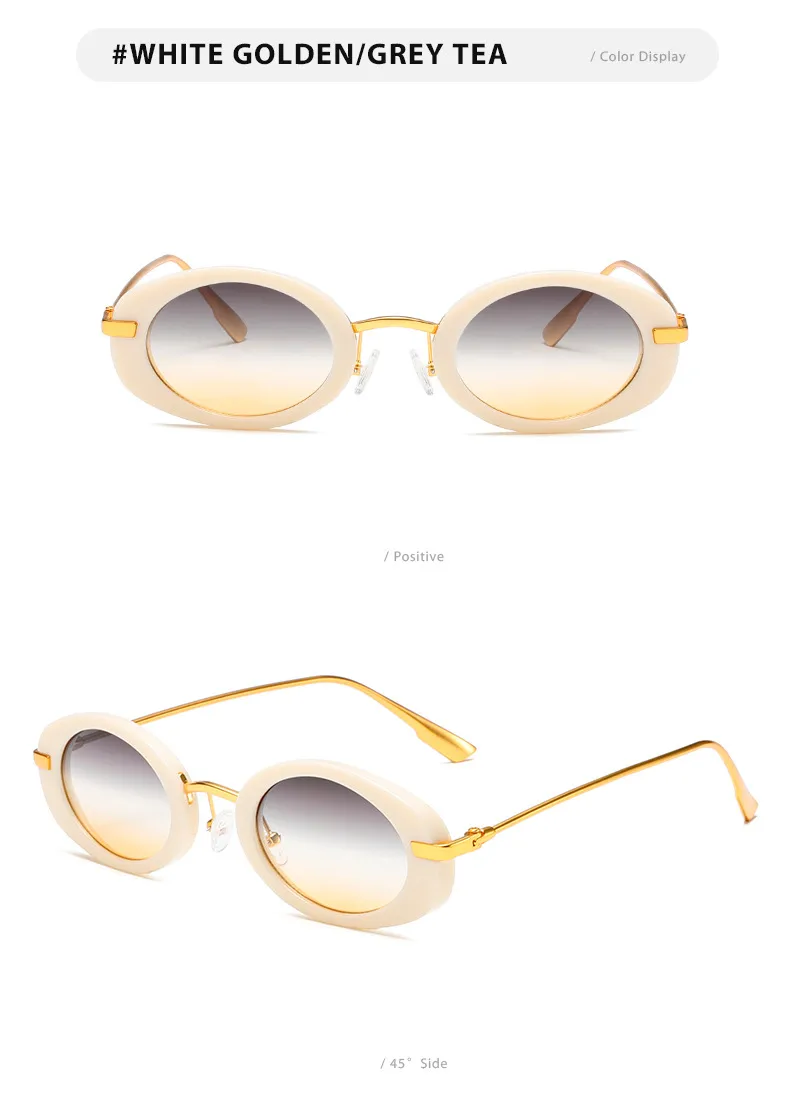 Internet Celebrity Same Style Retro Fashionable Oval Small Frame Fashion Sunglasses Street Shoot Concave Style Summer Sunscreen Sunglasses display picture 11