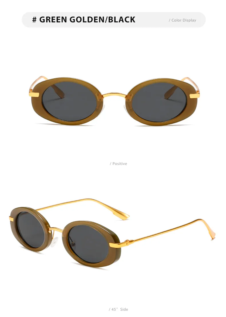 Internet Celebrity Same Style Retro Fashionable Oval Small Frame Fashion Sunglasses Street Shoot Concave Style Summer Sunscreen Sunglasses display picture 12