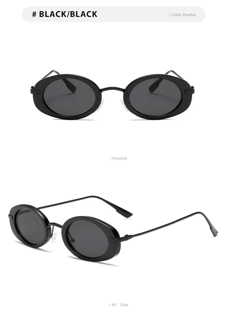 Internet Celebrity Same Style Retro Fashionable Oval Small Frame Fashion Sunglasses Street Shoot Concave Style Summer Sunscreen Sunglasses display picture 13