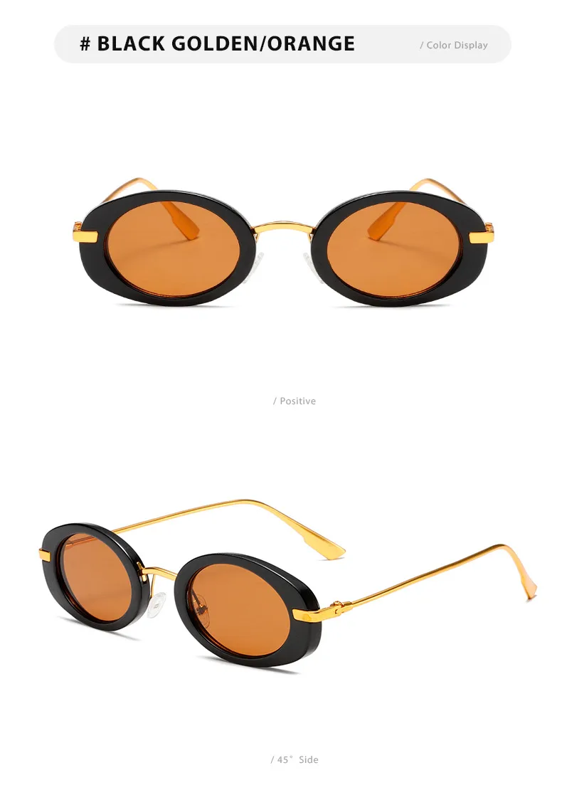 Internet Celebrity Same Style Retro Fashionable Oval Small Frame Fashion Sunglasses Street Shoot Concave Style Summer Sunscreen Sunglasses display picture 14