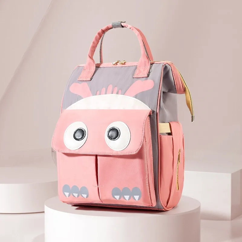 Cartoon Color Block Travel Daily Diaper Backpack display picture 5
