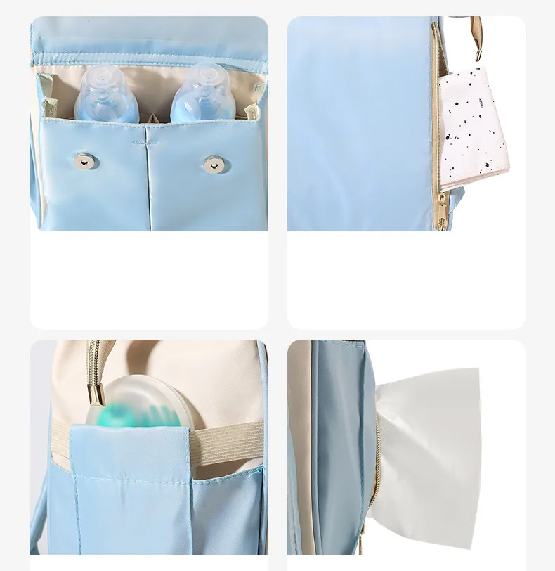 Cartoon Color Block Travel Daily Diaper Backpack display picture 2