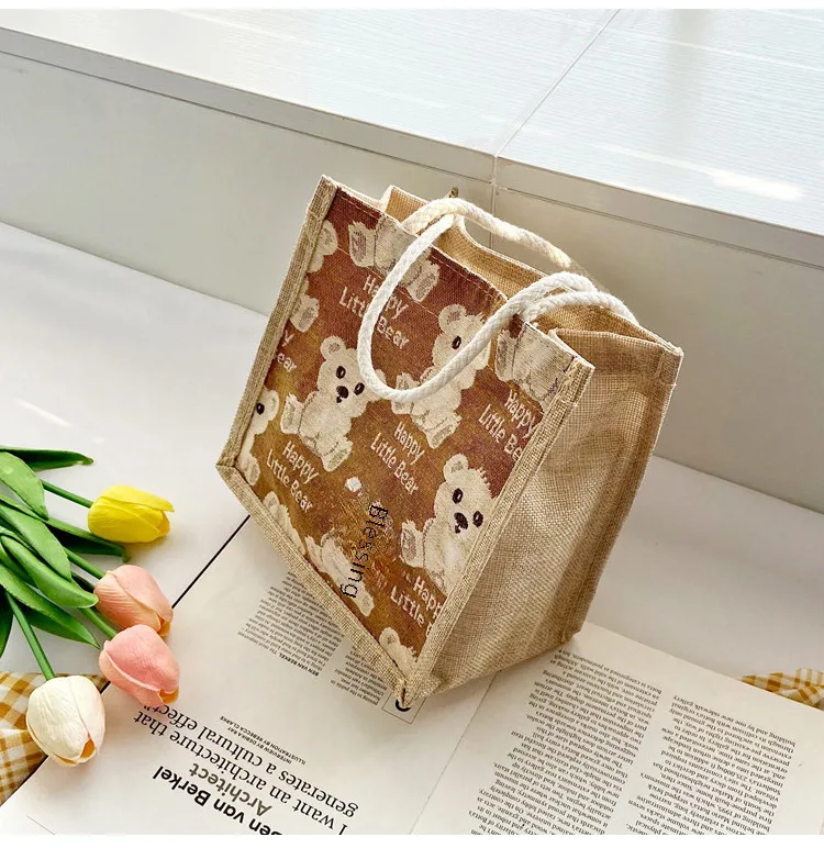 Little Bear Linen Handbag Women's Going Out Handbag  Internet Celebrity Ins New Style Small Satchel Fashionable Shoulder Bag For Students display picture 16