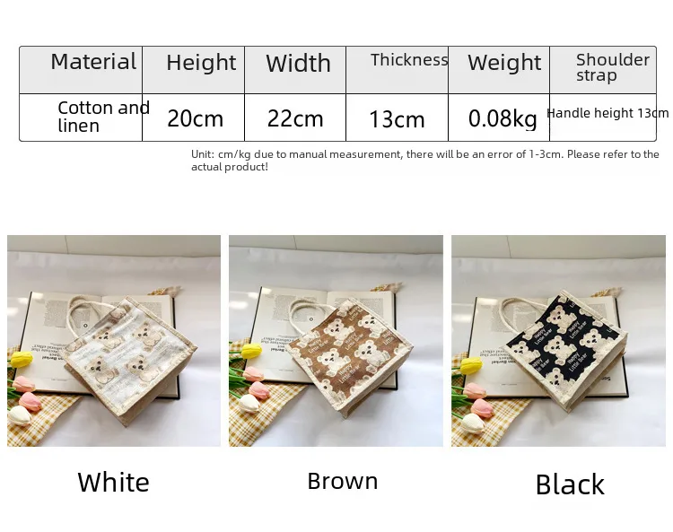 Little Bear Linen Handbag Women's Going Out Handbag  Internet Celebrity Ins New Style Small Satchel Fashionable Shoulder Bag For Students display picture 24