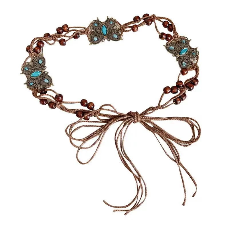 Hand-knitted Beaded Girls' Belt Accessories All-match Butterfly Waist Chain Jeans Sweater Belt Belt Waist Chain display picture 3