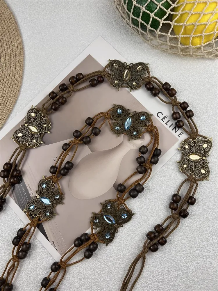 Hand-knitted Beaded Girls' Belt Accessories All-match Butterfly Waist Chain Jeans Sweater Belt Belt Waist Chain display picture 6