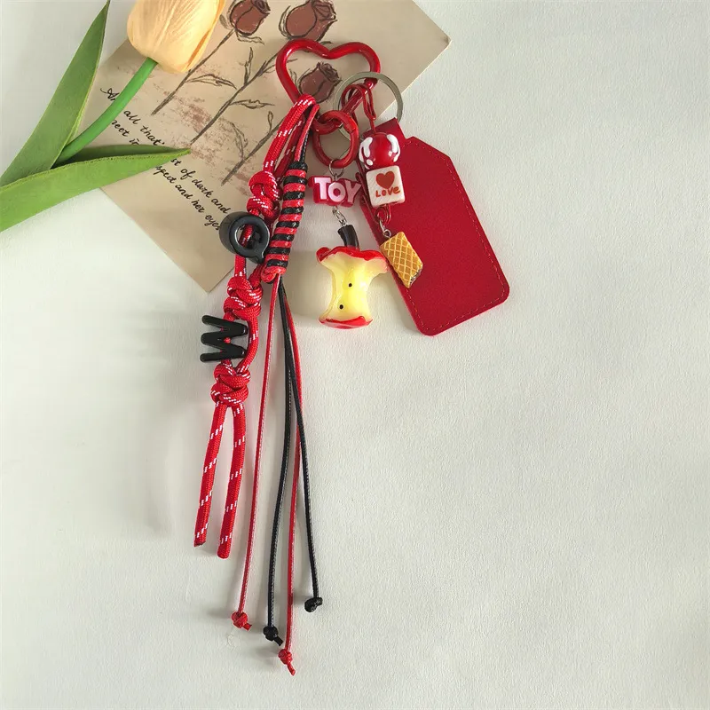 Dopamine Biscuit Miu Style Bag Pendant Girl's Heart Color Braided Rope Creative Schoolbag Keychain All-match Style display picture 6