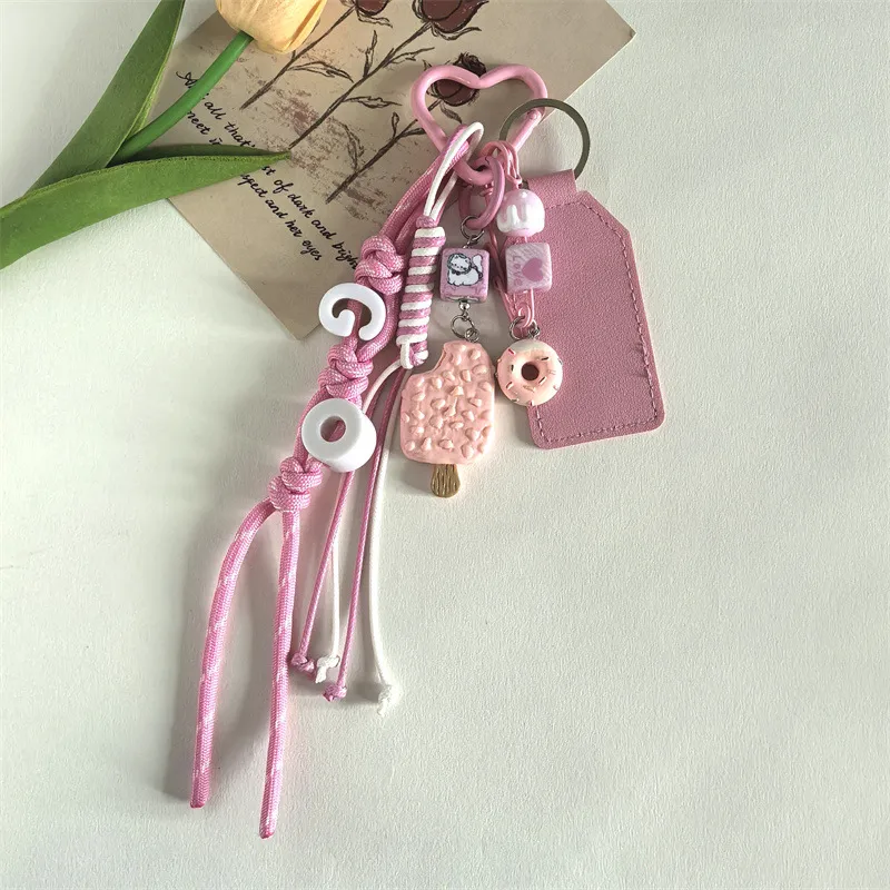 Dopamine Biscuit Miu Style Bag Pendant Girl's Heart Color Braided Rope Creative Schoolbag Keychain All-match Style display picture 7