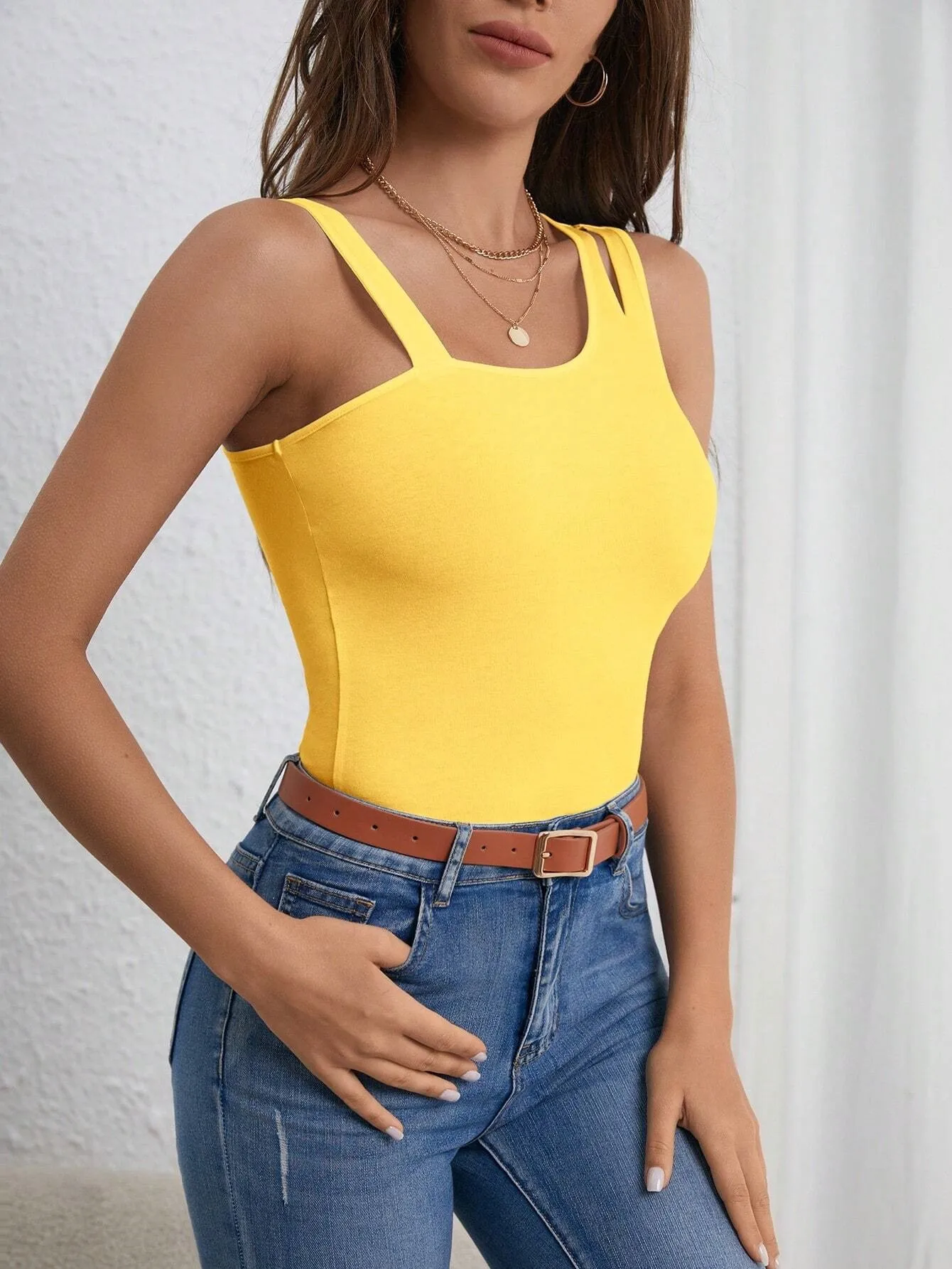 Independent Station Women's Spring And Summer New Simple All-match Camisole Fashionable Outer Wear Sleeveless Top display picture 7