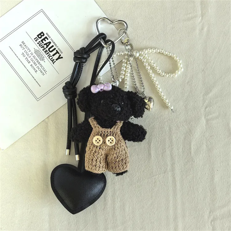 Creative Cute Plush Puppy Bean Dog Keychain Couple Hanging Bag Pendant Dressing Bear Hanging Wholesale display picture 8