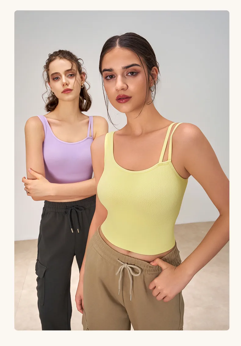 [Yong En Same Style] Autumn And Winter New Sports Underwear Women's Asymmetric Shoulder Strap Yoga Clothing Vest Fixed Cup display picture 8