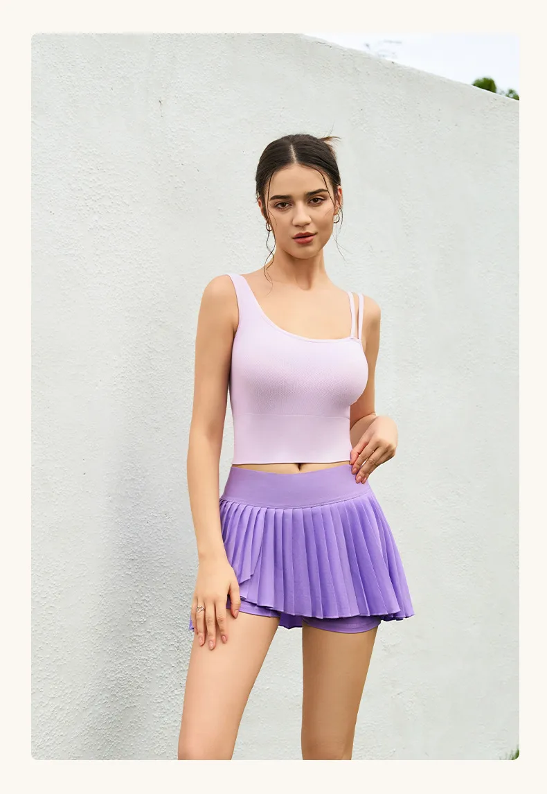 [Yong En Same Style] Autumn And Winter New Sports Underwear Women's Asymmetric Shoulder Strap Yoga Clothing Vest Fixed Cup display picture 14