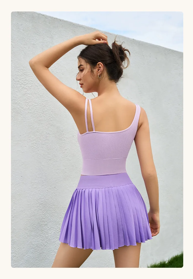 [Yong En Same Style] Autumn And Winter New Sports Underwear Women's Asymmetric Shoulder Strap Yoga Clothing Vest Fixed Cup display picture 16