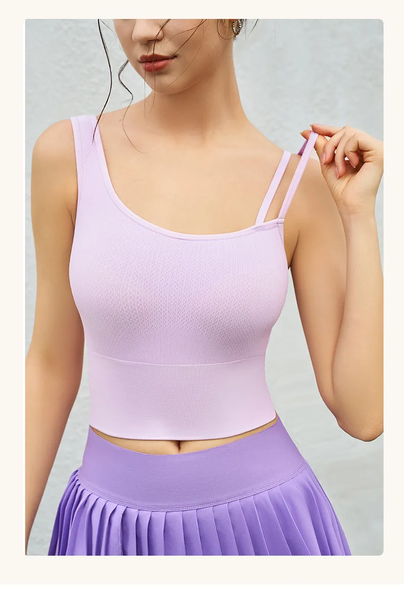 [Yong En Same Style] Autumn And Winter New Sports Underwear Women's Asymmetric Shoulder Strap Yoga Clothing Vest Fixed Cup display picture 19