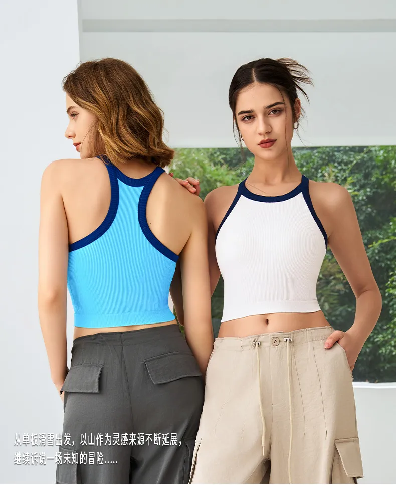 Autumn And Winter New Contrast Color High Elastic Sports Underwear Women's Shockproof Fitness Bra Yoga Clothing Vest Fixed Cup display picture 1