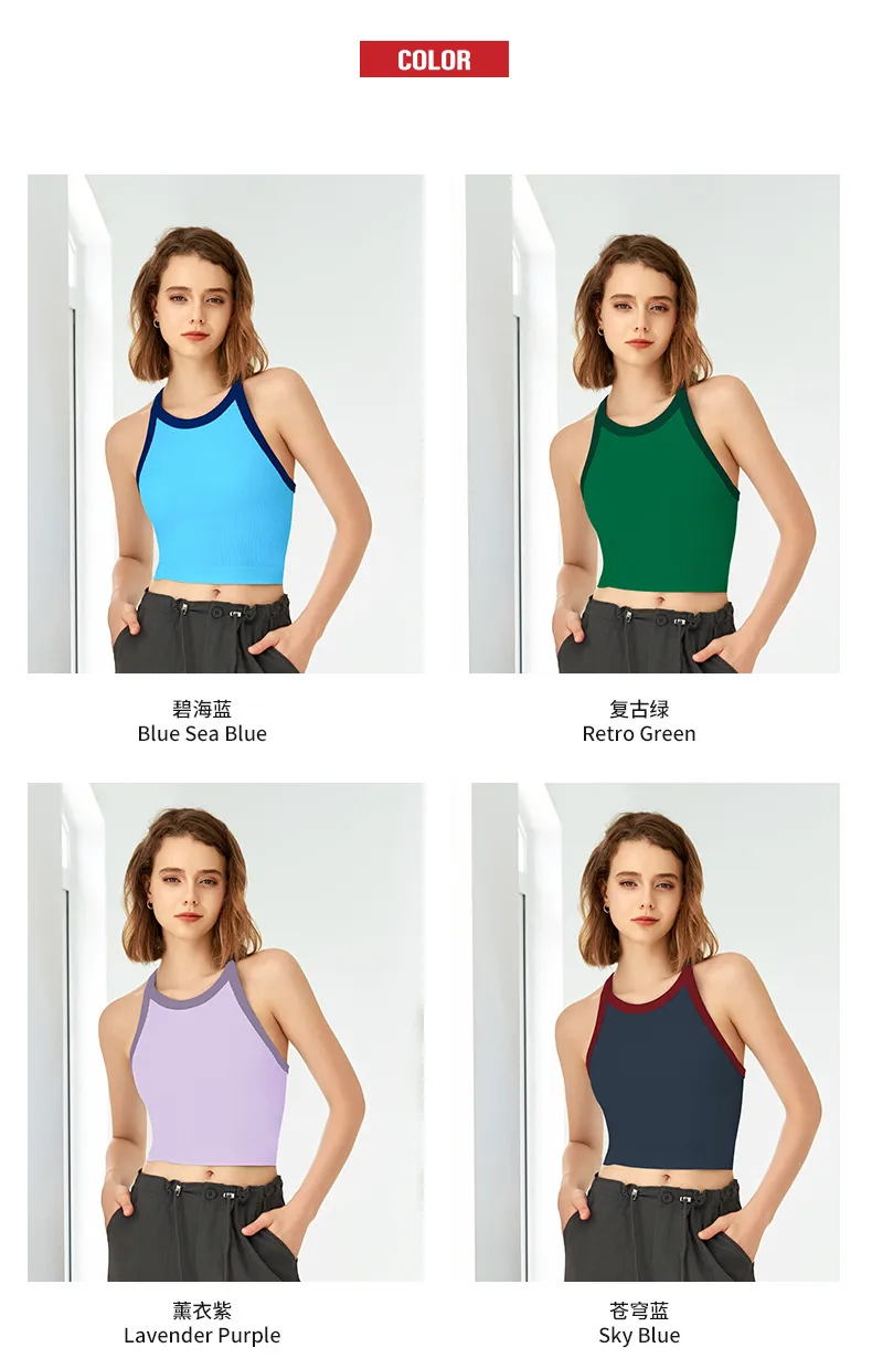 Autumn And Winter New Contrast Color High Elastic Sports Underwear Women's Shockproof Fitness Bra Yoga Clothing Vest Fixed Cup display picture 6