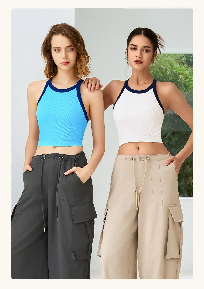 Autumn And Winter New Contrast Color High Elastic Sports Underwear Women's Shockproof Fitness Bra Yoga Clothing Vest Fixed Cup display picture 8