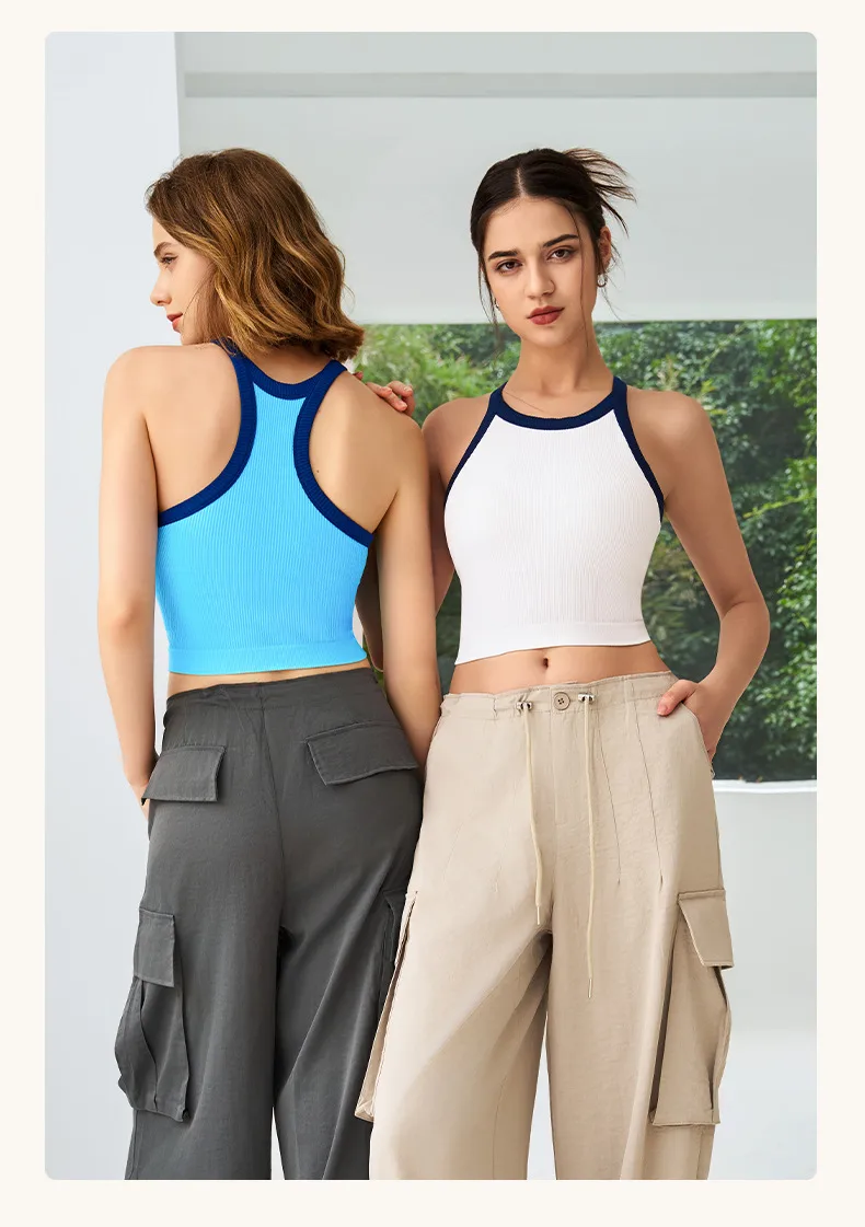 Autumn And Winter New Contrast Color High Elastic Sports Underwear Women's Shockproof Fitness Bra Yoga Clothing Vest Fixed Cup display picture 10