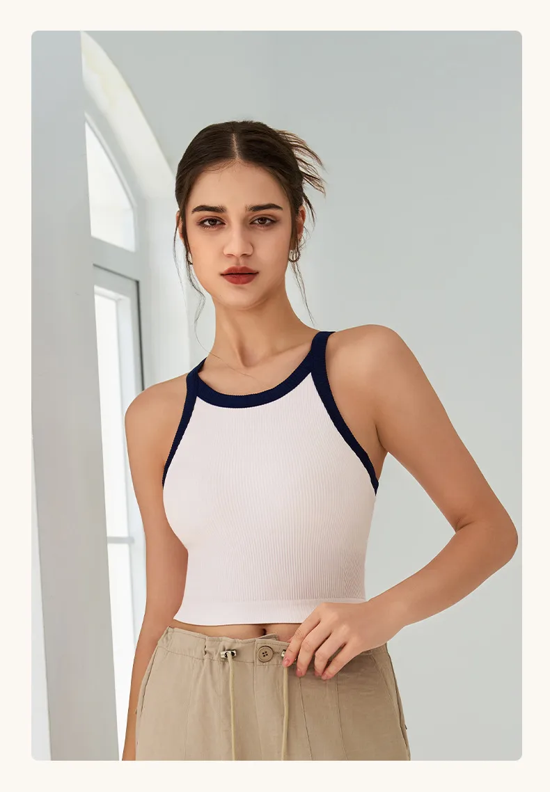 Autumn And Winter New Contrast Color High Elastic Sports Underwear Women's Shockproof Fitness Bra Yoga Clothing Vest Fixed Cup display picture 16