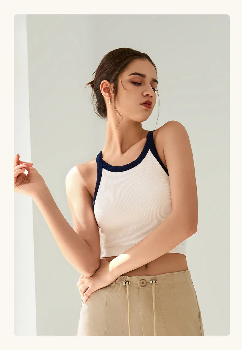 Autumn And Winter New Contrast Color High Elastic Sports Underwear Women's Shockproof Fitness Bra Yoga Clothing Vest Fixed Cup display picture 17