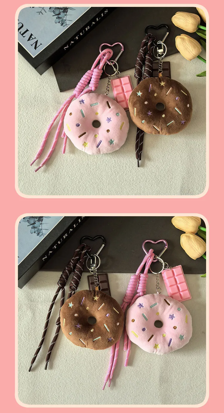 Internet Celebrity Cartoon Plush Keychain Cute Bread School Bag Pendant Doll Trinket Key Chain Gift Wholesale display picture 2