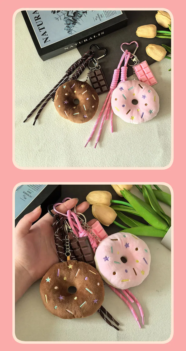 Internet Celebrity Cartoon Plush Keychain Cute Bread School Bag Pendant Doll Trinket Key Chain Gift Wholesale display picture 3