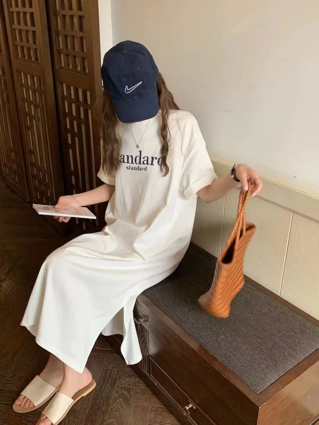 New Casual Short-sleeved Women's Retro Cartoon T-shirt Summer Loose Mid-length Over-the-knee Dress display picture 10