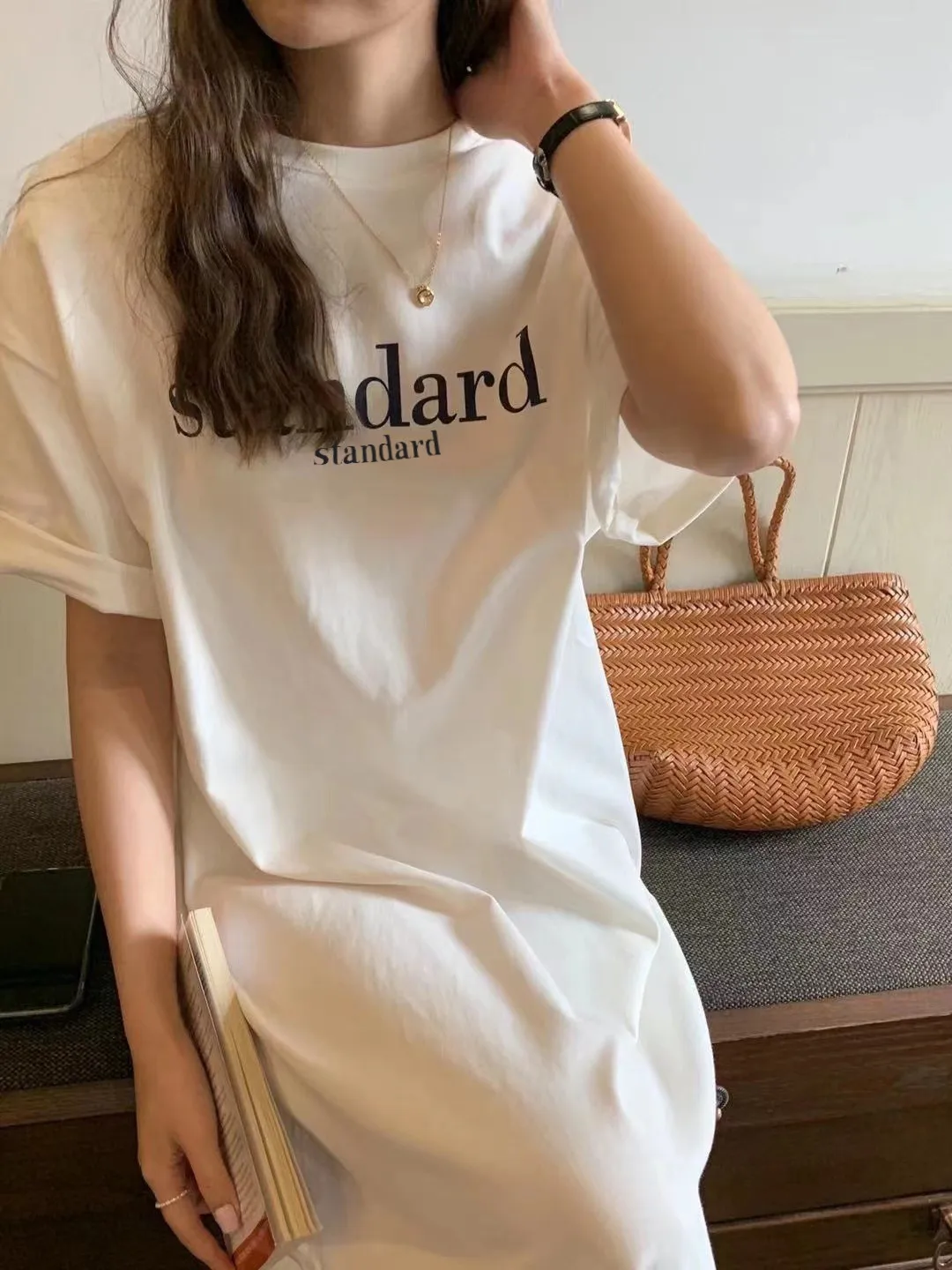 New Casual Short-sleeved Women's Retro Cartoon T-shirt Summer Loose Mid-length Over-the-knee Dress display picture 12