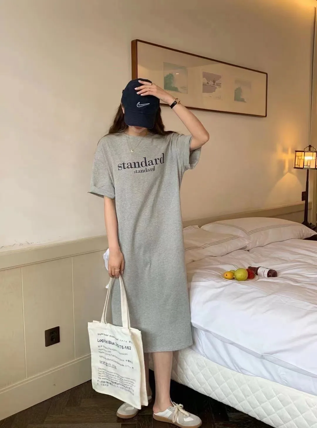 New Casual Short-sleeved Women's Retro Cartoon T-shirt Summer Loose Mid-length Over-the-knee Dress display picture 15