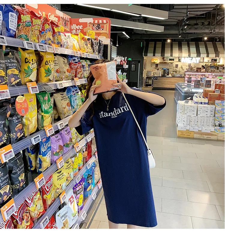 New Casual Short-sleeved Women's Retro Cartoon T-shirt Summer Loose Mid-length Over-the-knee Dress display picture 22